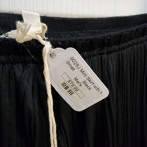 NEW Mystree Anthropologie Womens Sz S Mini Skirt Maxi Mesh Pleated Overlay Black - Picture 6 of 10